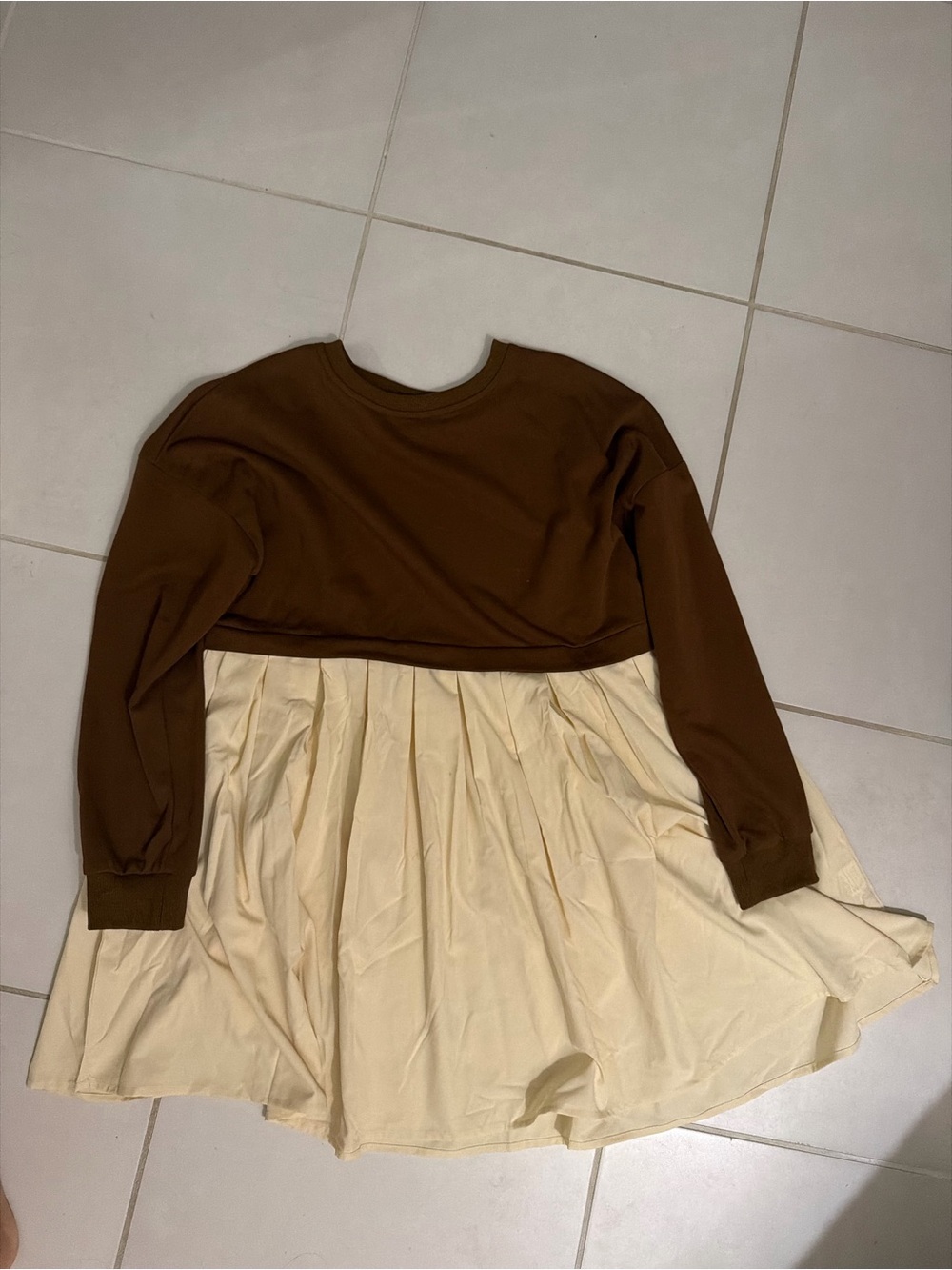 Brown and Cream Two-Tone Dress
